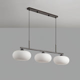 Modern Linear 3 Light Pendant with Globe Glass Shades and Adjustable Height