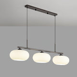 Modern Linear 3 Light Pendant with Globe Glass Shades and Adjustable Height