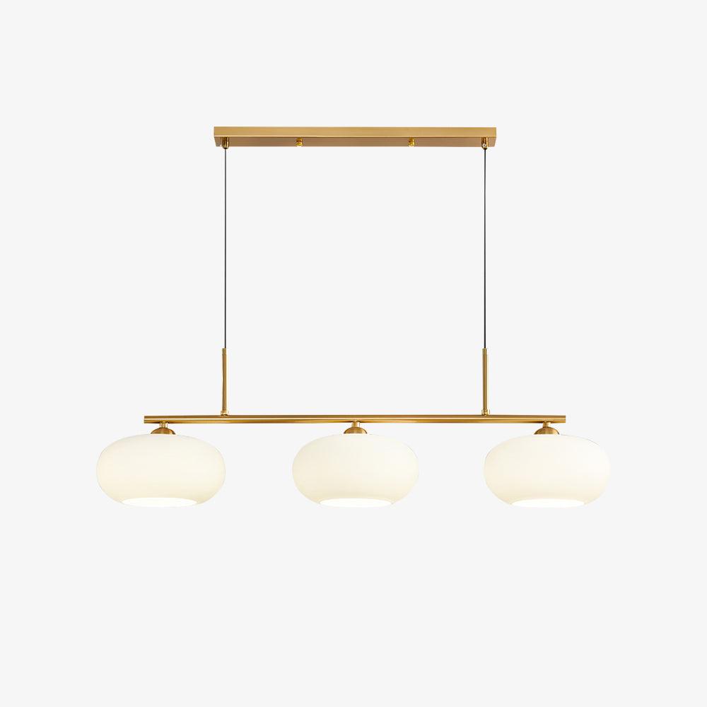 Modern Linear 3 Light Pendant with Globe Glass Shades and Adjustable Height