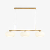 Modern Linear 3 Light Pendant with Globe Glass Shades and Adjustable Height