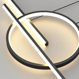 Modern Linear Circles LED Chandelier Stepless Dimmable Pendant Light for Dining Room