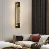 Modern Linear Crystal Bubble LED Wall Sconce with 3 Color Dimming for Bedroom Gold and Black