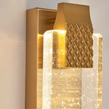 Modern Linear Crystal Bubble LED Wall Sconce with 3 Color Dimming for Bedroom Gold and Black