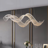 Modern Linear Crystal Chandelier Luxury LED Island Light for Dining Room