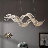 Modern Linear Crystal Chandelier Luxury LED Island Light for Dining Room
