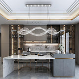 Modern Linear Crystal Chandelier Luxury LED Island Light for Dining Room