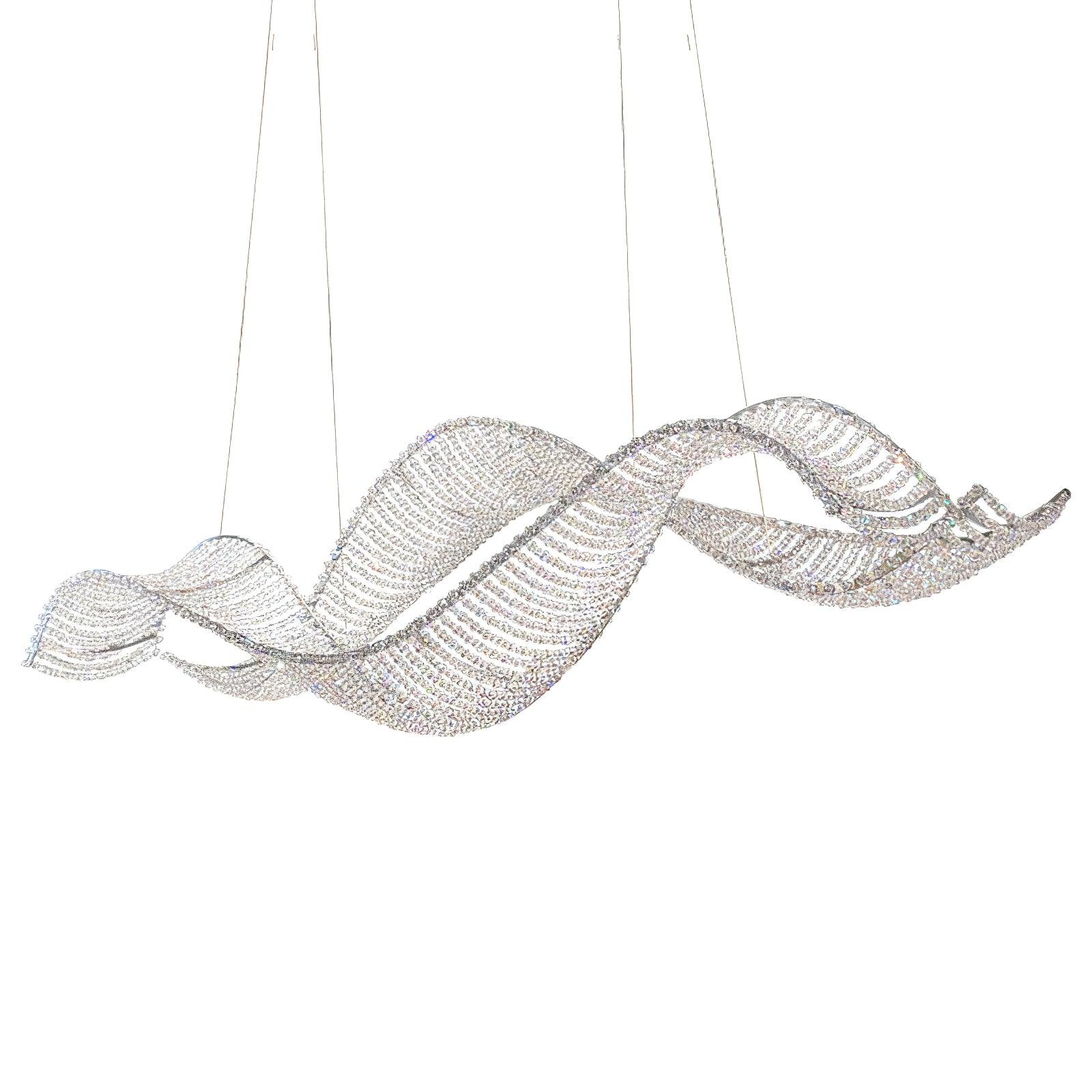Modern Linear Crystal Chandelier Luxury LED Island Light for Dining Room