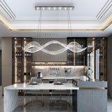 Modern Linear Crystal Chandelier Luxury LED Island Light for Dining Room