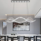 Modern Linear Crystal Chandelier Luxury LED Island Light for Dining Room