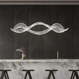 Modern Linear Crystal Chandelier Luxury LED Island Light for Dining Room