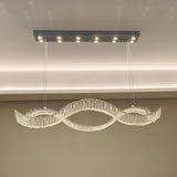 Modern Linear Crystal Chandelier Luxury LED Island Light for Dining Room