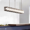 Modern Linear Frosted Glass LED Chandelier for Contemporary Dining Rooms and Kitchen Islands