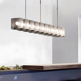 Modern Linear Frosted Glass LED Chandelier for Contemporary Dining Rooms and Kitchen Islands