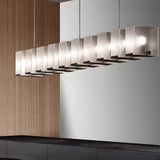 Modern Linear Frosted Glass LED Chandelier for Contemporary Dining Rooms and Kitchen Islands