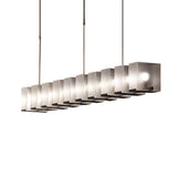 Modern Linear Frosted Glass LED Chandelier for Contemporary Dining Rooms and Kitchen Islands