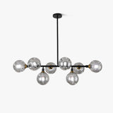 Modern Linear Glass Crown Chandelier for Dining Room and Kitchen Island Lighting