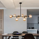 Modern Linear Glass Crown Chandelier for Dining Room and Kitchen Island Lighting