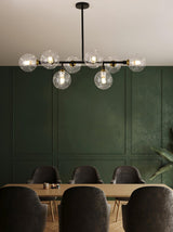 Modern Linear Glass Crown Chandelier for Dining Room and Kitchen Island Lighting