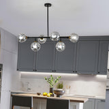 Modern Linear Glass Crown Chandelier for Dining Room and Kitchen Island Lighting