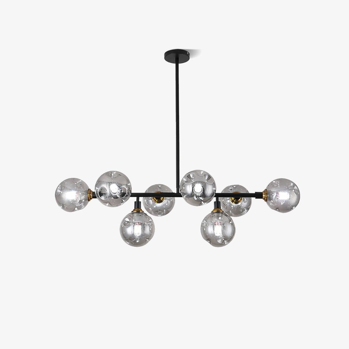 Modern Linear Glass Crown Chandelier for Dining Room and Kitchen Island Lighting