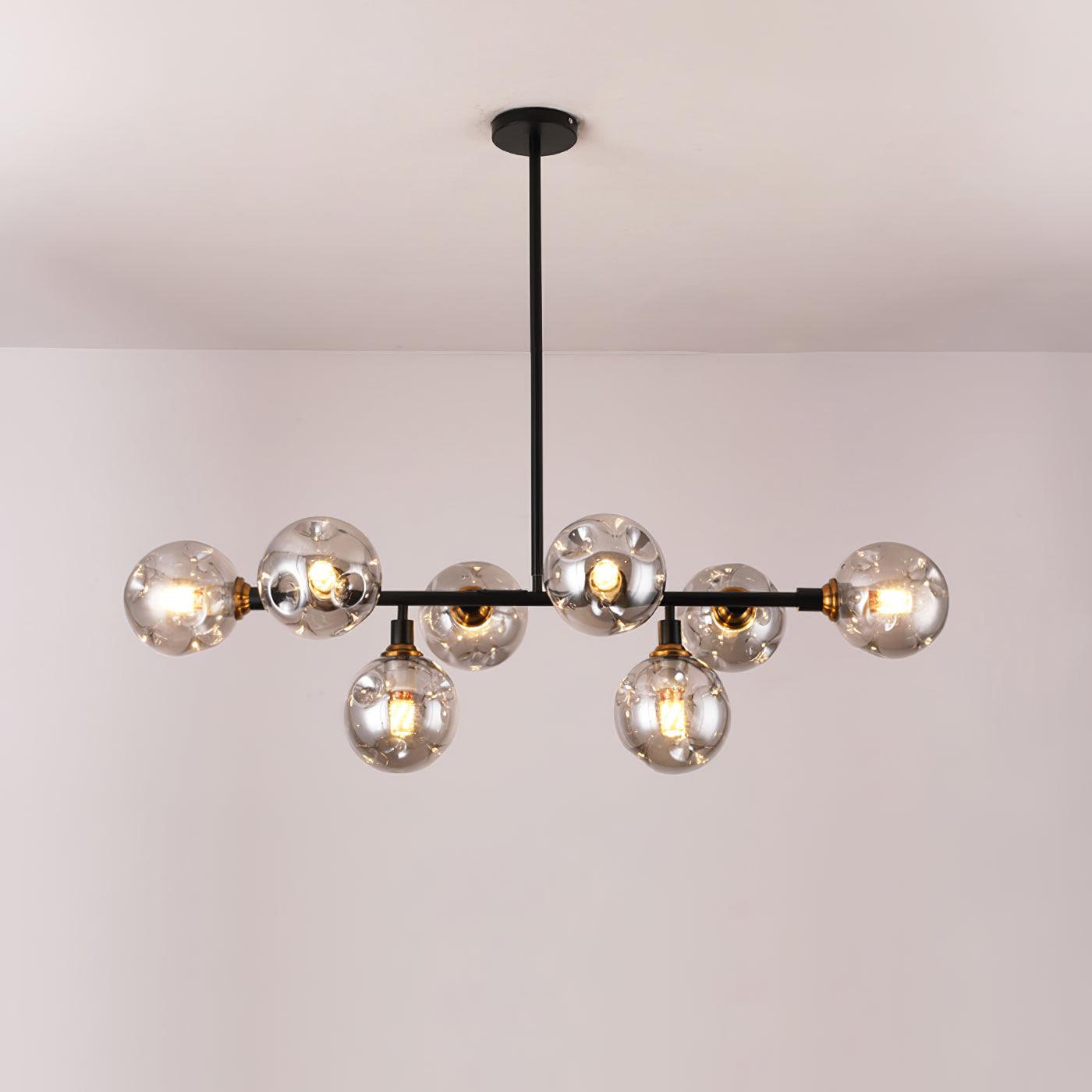 Modern Linear Glass Crown Chandelier for Dining Room and Kitchen Island Lighting