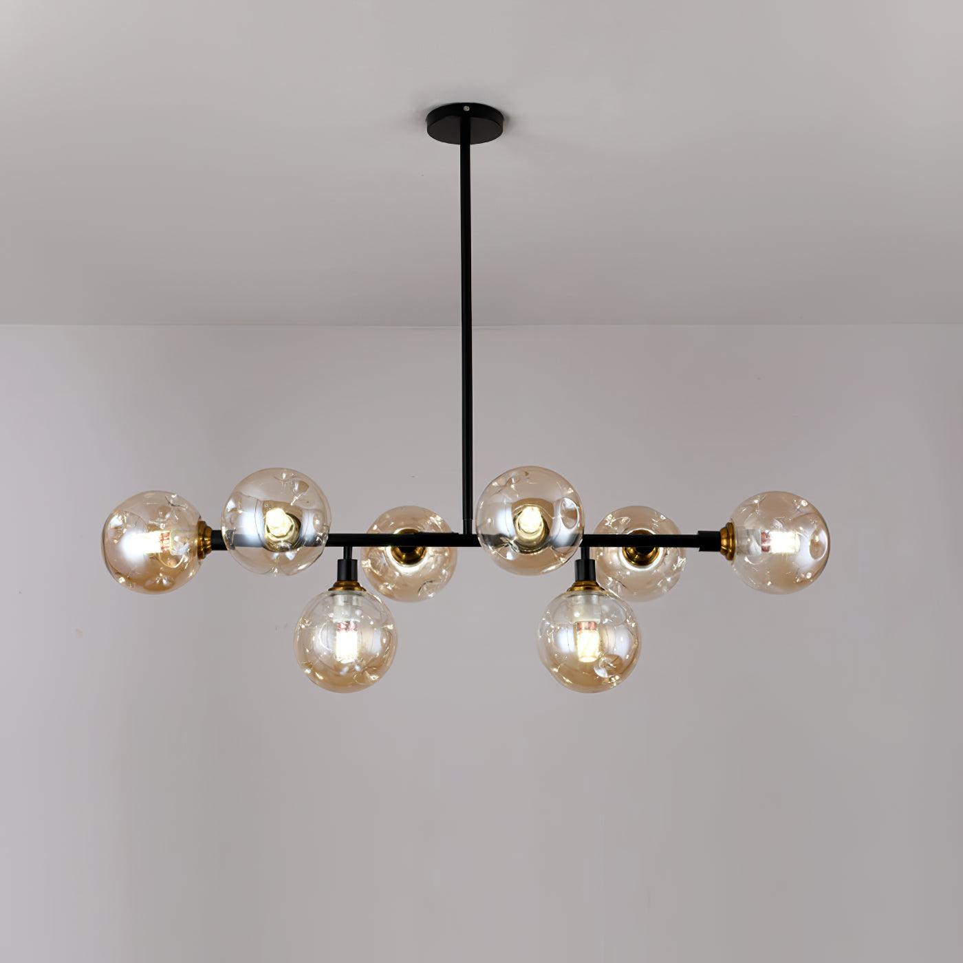 Modern Linear Glass Crown Chandelier for Dining Room and Kitchen Island Lighting