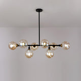 Modern Linear Glass Crown Chandelier for Dining Room and Kitchen Island Lighting