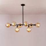 Modern Linear Glass Crown Chandelier for Dining Room and Kitchen Island Lighting