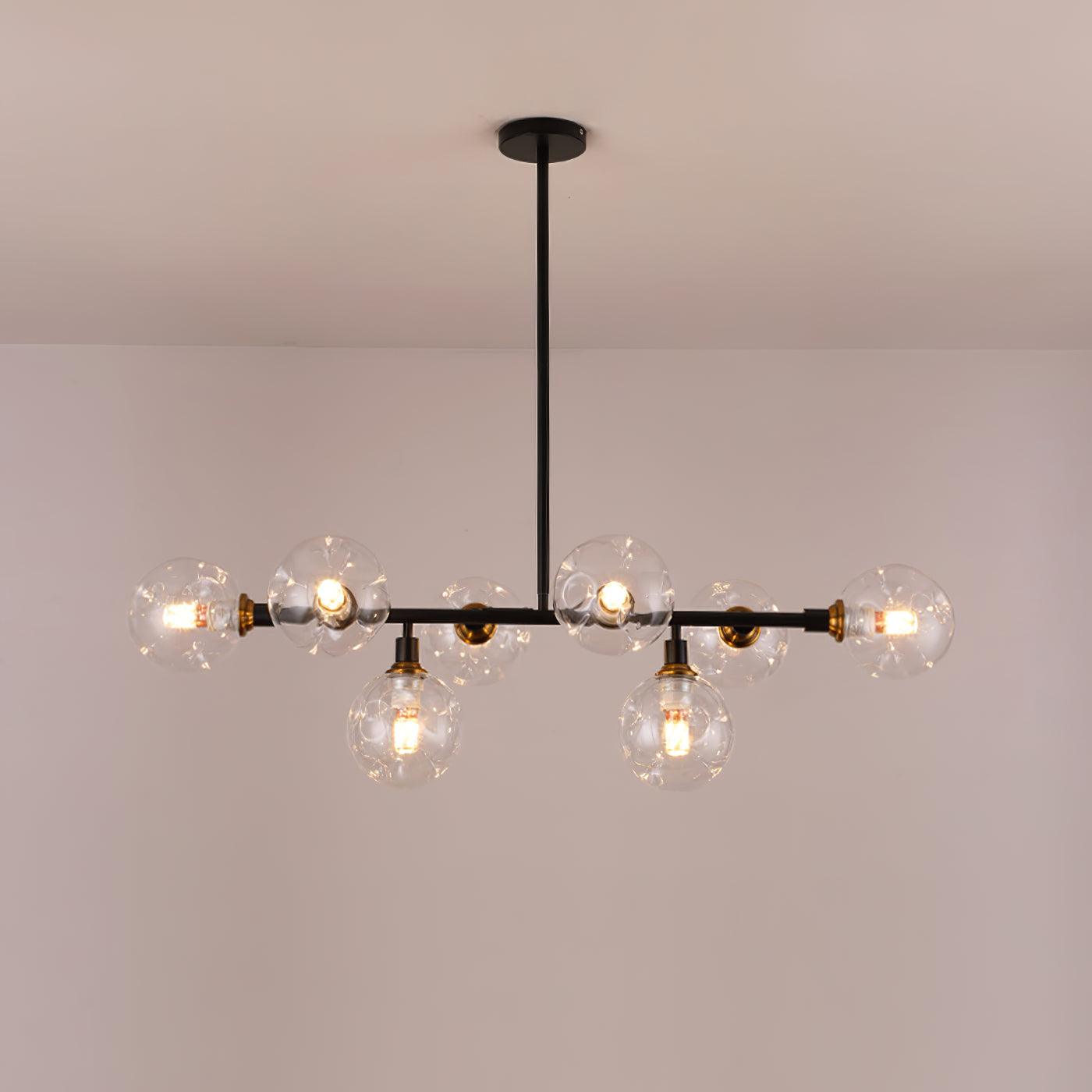 Modern Linear Glass Crown Chandelier for Dining Room and Kitchen Island Lighting