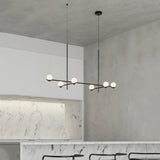 Modern Linear Glass Globe Chandelier Lighting for Kitchen Island in Black or Gold Finish
