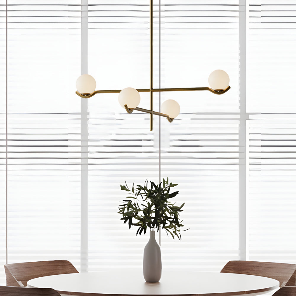Modern Linear Glass Globe Chandelier Lighting for Kitchen Island in Black or Gold Finish