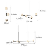 Modern Linear Glass Globe Chandelier Lighting for Kitchen Island in Black or Gold Finish
