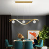 Modern Linear Glass Globe Wave Chandelier for Dining Room Nordic LED Pendant Lighting