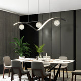 Modern Linear Glass Globe Wave Chandelier for Dining Room Nordic LED Pendant Lighting