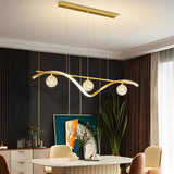 Modern Linear Glass Globe Wave Chandelier for Dining Room Nordic LED Pendant Lighting