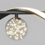 Modern Linear Glass Globe Wave Chandelier for Dining Room Nordic LED Pendant Lighting