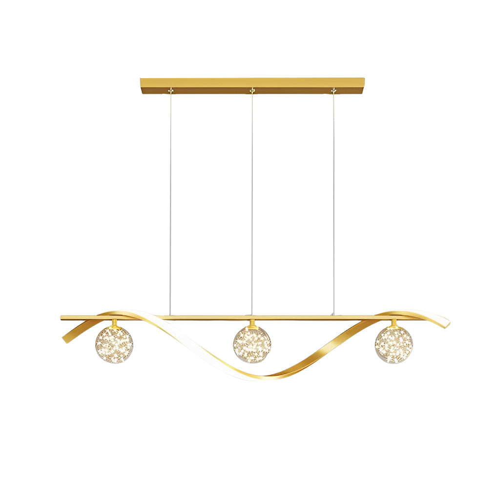 Modern Linear Glass Globe Wave Chandelier for Dining Room Nordic LED Pendant Lighting