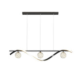 Modern Linear Glass Globe Wave Chandelier for Dining Room Nordic LED Pendant Lighting
