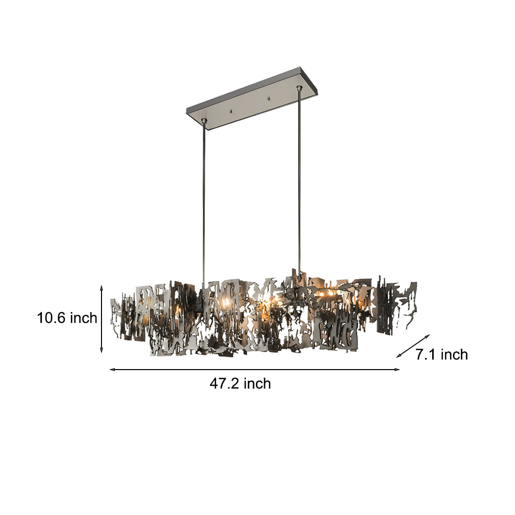 Modern Linear Hollow LED Hardware Chandelier for Dining Room and Kitchen Island