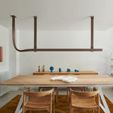 Modern Linear Leather Belt LED Pendant Light Horizontal Suspended Ceiling Chandelier