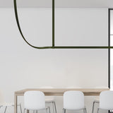 Modern Linear Leather Belt LED Pendant Light Horizontal Suspended Ceiling Chandelier