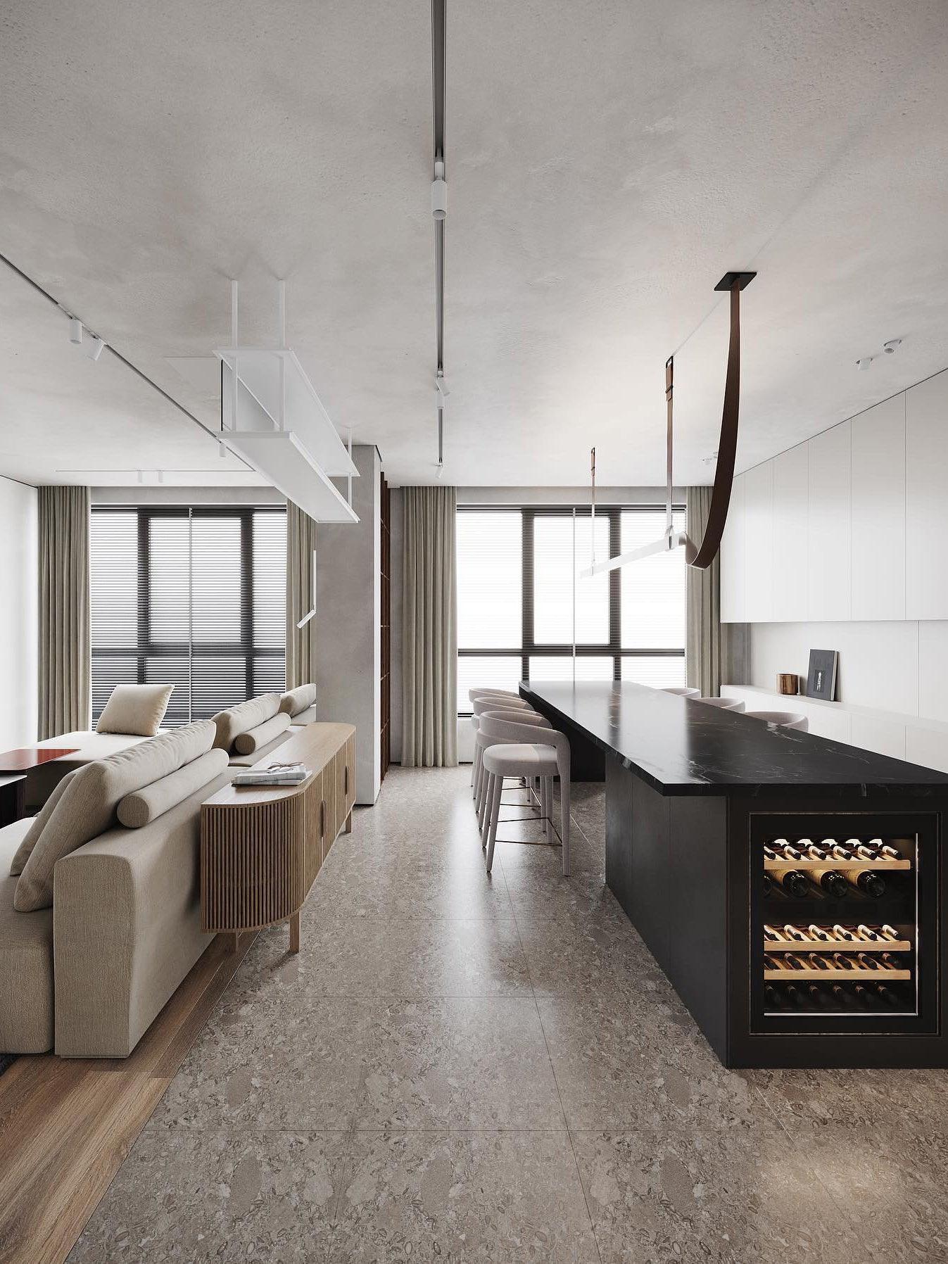 Modern Linear Leather Belt LED Pendant Light Horizontal Suspended Ceiling Chandelier