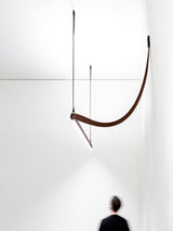 Modern Linear Leather Belt LED Pendant Light Horizontal Suspended Ceiling Chandelier