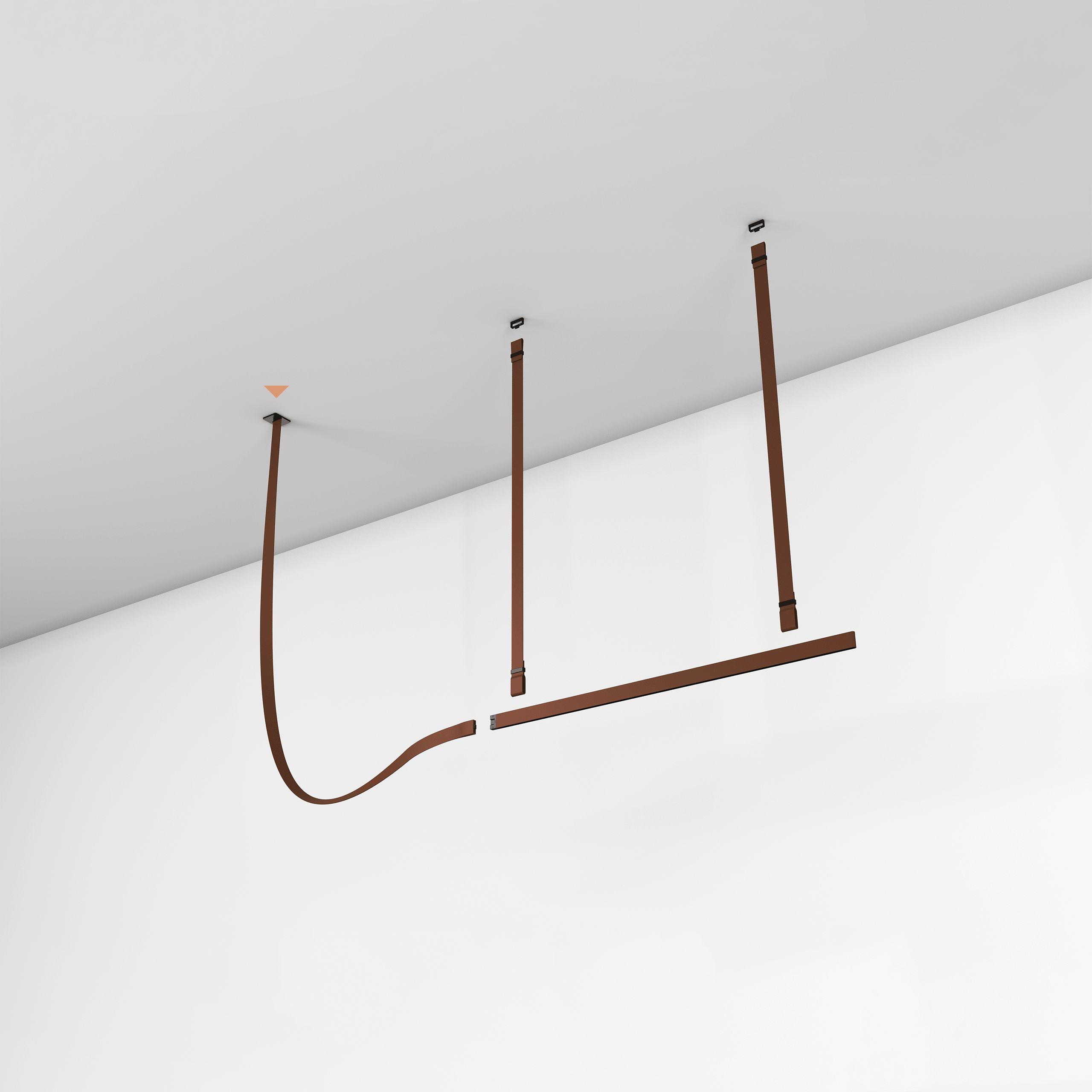 Modern Linear Leather Belt LED Pendant Light Horizontal Suspended Ceiling Chandelier
