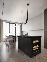 Modern Linear Leather Belt LED Pendant Light Horizontal Suspended Ceiling Chandelier