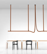 Modern Linear Leather Belt LED Pendant Light Horizontal Suspended Ceiling Chandelier