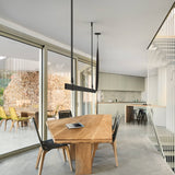 Modern Linear Leather Belt LED Pendant Light Horizontal Suspended Ceiling Chandelier