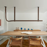 Modern Linear Leather Belt LED Pendant Light Horizontal Suspended Ceiling Chandelier