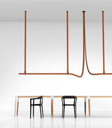 Modern Linear Leather Belt LED Pendant Light Horizontal Suspended Ceiling Chandelier