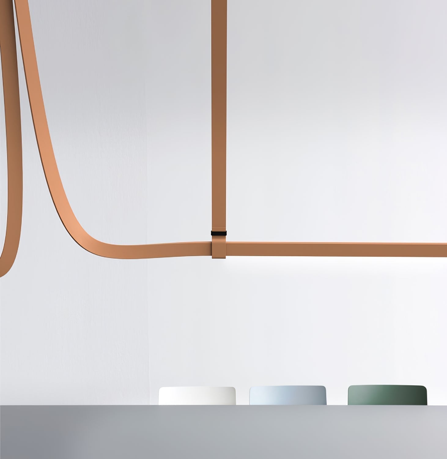 Modern Linear Leather Belt LED Pendant Light Horizontal Suspended Ceiling Chandelier